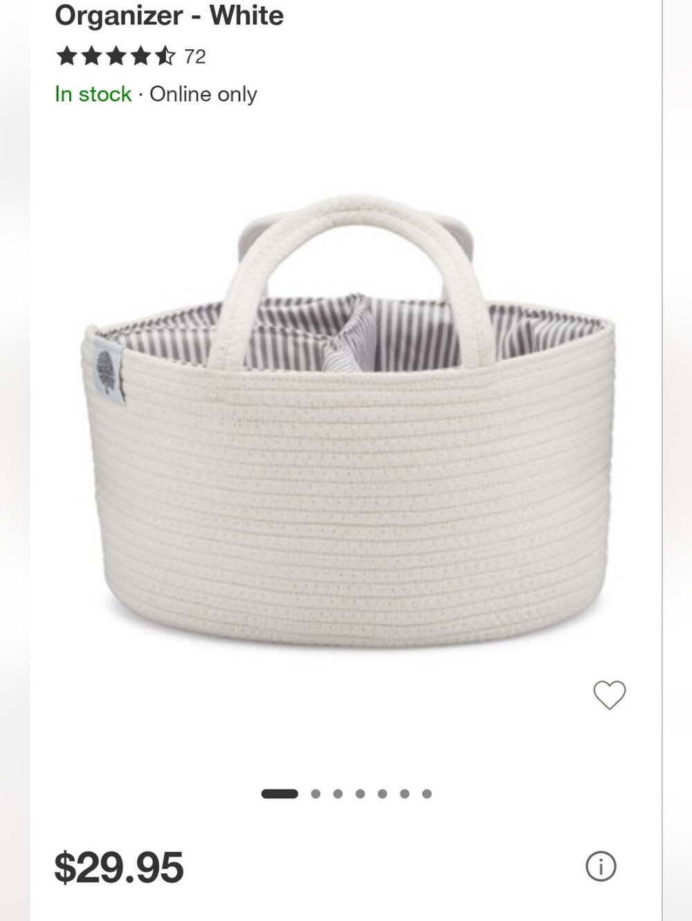 NWT Parker Baby Co Diaper Caddy